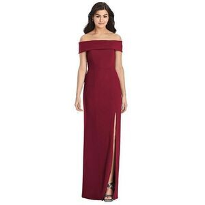 Dessy Collection Off The Shoulder Cross Strap Gown